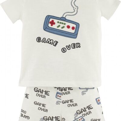 Boys pajamas with shorts - Game over, in white