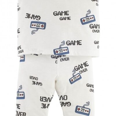 Pigiama da bambino con pantaloni - Game over, in bianco