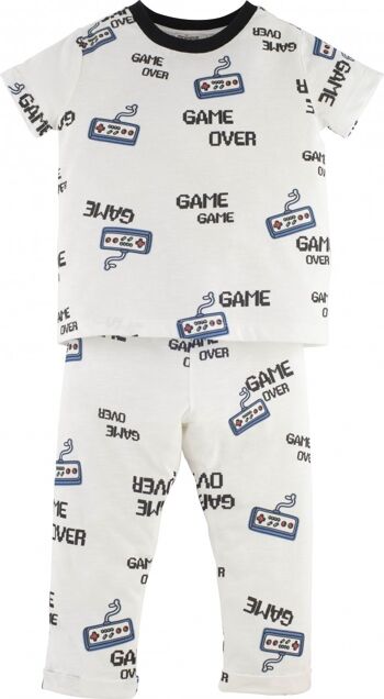 Pyjama garçon avec pantalon - Game over, en blanc 1