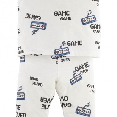 Pijama niño con pantalón - Game over, en blanco