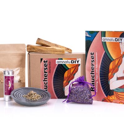 DIY incense set from amnatu - spiritual gift with extra content and a bowl for incense sticks, smudge kit