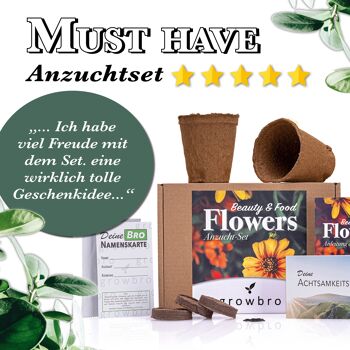 growbro - FLOWER POWER - Kit de culture de fleurs comestibles, votre mélange de graines pour fleurs comestibles et comme graines de prairie d'abeilles 4