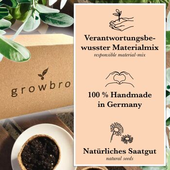 growbro - FLOWER POWER - Kit de culture de fleurs comestibles, votre mélange de graines pour fleurs comestibles et comme graines de prairie d'abeilles 7