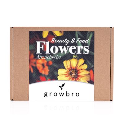 growbro - FLOWER POWER - Set de cultivo de flores comestibles, tu mezcla de semillas para flores comestibles y como semillas de pradera de abejas