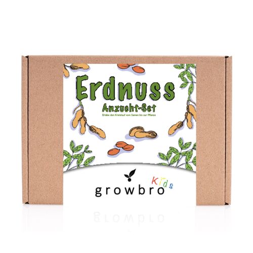 growbro Kids Erdnuss Anzuchtset, Garten Entdecker Set, Forscher Kinder, Natur entdecken, Geschenk für Kinder, Mitbringsel Kindergeburtstag, Mitbringexperiment