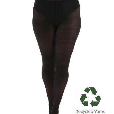 50 Denier Opaque Curvy Super Stretch Recycled Yarn Tights-Black