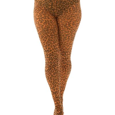 Small Leopard Printed Tights-Cognac