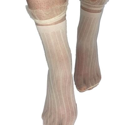 Sheer Frill Ankle Socks White - Clearance-Default Title