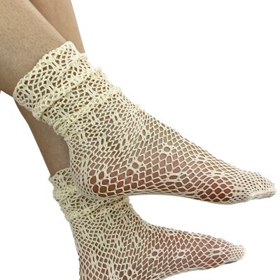 Sheer Hollow Cut Out Socks - Clearance-White