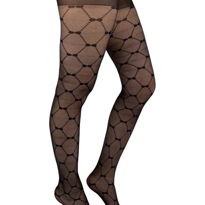 All Over Infinity Bow Black Tights-Black