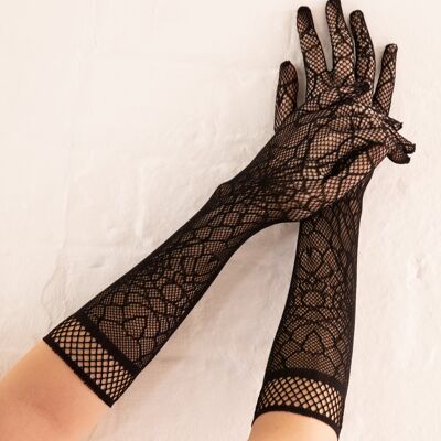 Cobweb Net Gloves-Black