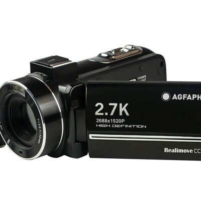 AGFA PHOTO Realimove CC2700 – Digitaler Camcorder
(2.7K, 24MP, 3'' Touchscreen, 18X Zoom, Fernbedienung,
Lithiumbatterie) Schwarz