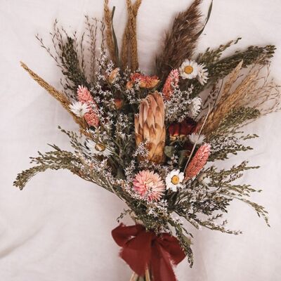 Bouquet of burgundy and pink dried flowers collection "Mon amour" n° 5.