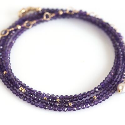 Amethyst Gemstone Wrap Bracelet 14K Gold Filled Bead