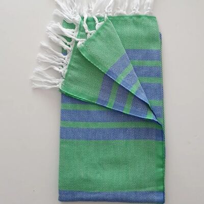Milas Soft Cotton Hammam Towel, Apple Green w/Blue