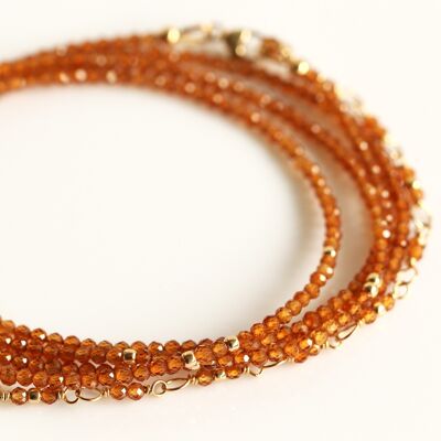 Mandarin Garnet Wrap Bracelet 14K Gold Filled Bead