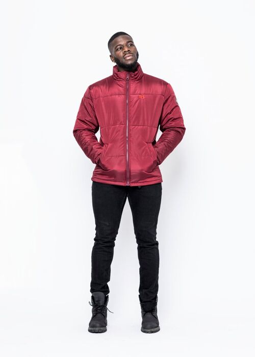 Burgundy rose puffer jacket