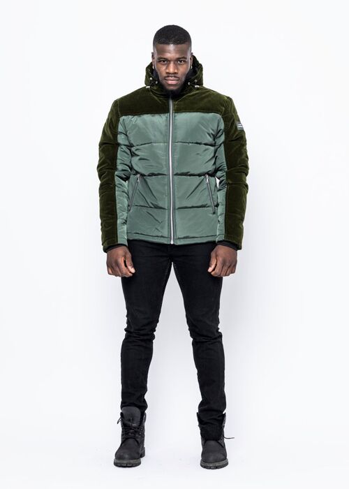 Army green velvet down jacket