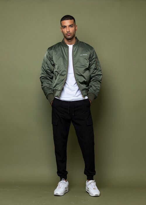 La rosa 'ride or die' green bomber jacket