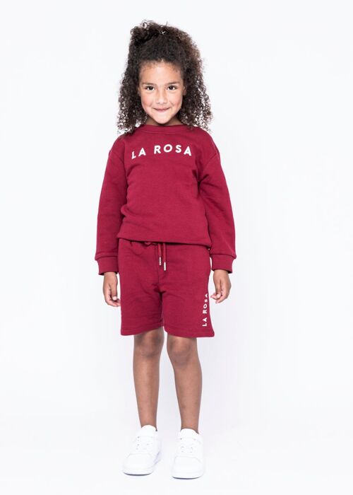 Burgundy kids summer suit (crewneck, tee & short)