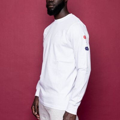 White triple rose long sleeve tee