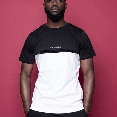 T-shirt mi-long noir / blanc