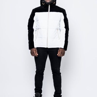 White / Black Down Velvet Jacket