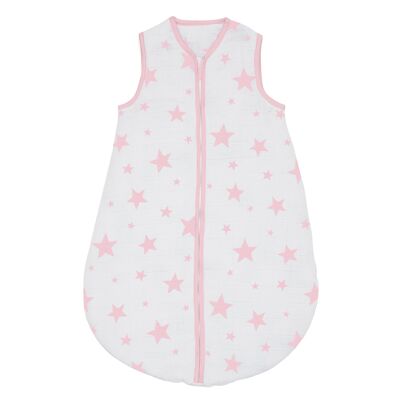 Pink Stars Organic Cotton Baby Sleep Bag - 2.5 Tog - 0 to 6 Months