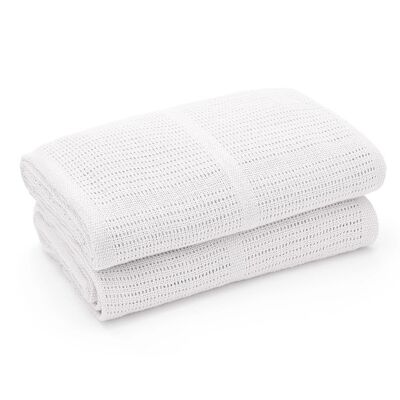 White Cellular Organic Cotton Blanket - Pack of 2
