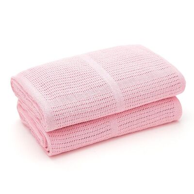 Pink Cellular Organic Cotton Blanket - Pack of 2
