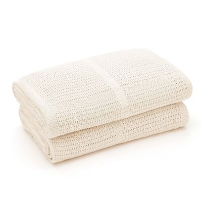 Cream Cellular Organic Cotton Blanket - Pack of 2