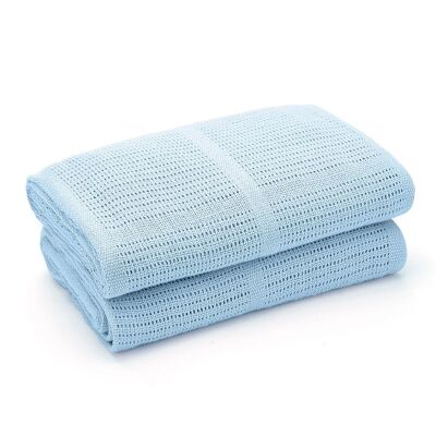Blue Cellular Organic Cotton Blanket - Pack of 2