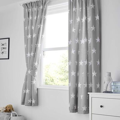 Grey & White Stars Curtains