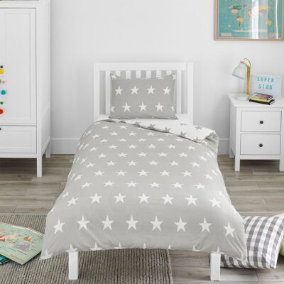 Grey & White Stars - Cot Bed Duvet Set