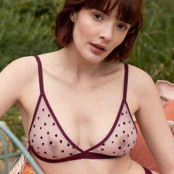 Soutien-gorge Amour rose en tulle recyclé 1