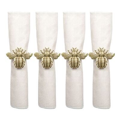 Lot de 4 ronds de serviettes abeilles
