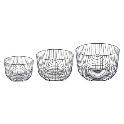 Corbeille a fruits en fer noir - lot de 3