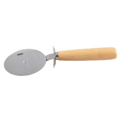 STAINLESS STEEL PIZZA ROLLER WITH WOODEN HANDLE