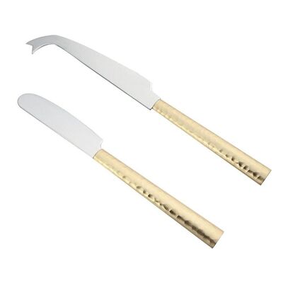 SET OF 2 GOLDEN HAMMERED CHEESE SERVERS