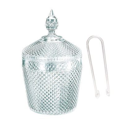 ICE BUCKET WITH DIAMOND TRANSPARENT LID AND CLAMP