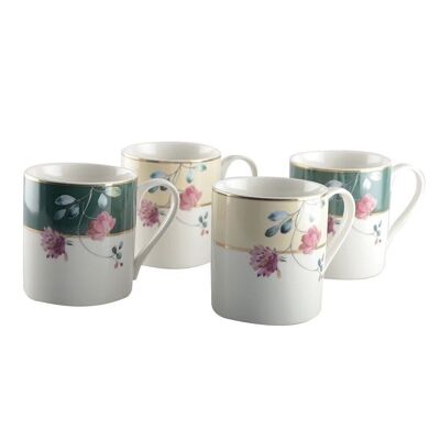 SET DE 4 TAZAS FLORALES