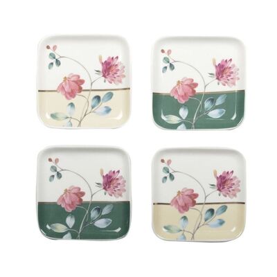 SET OF 4 FLORAL SQUARE DISHES