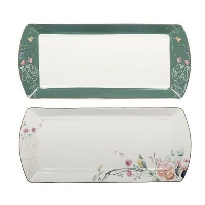 SET OF 2 FORAL TRAYS 29X13CM