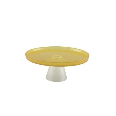 Plateau jaune sur pied blanc 21cm - citron