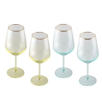 Verres a vin vert et jaune - lot de 4 2