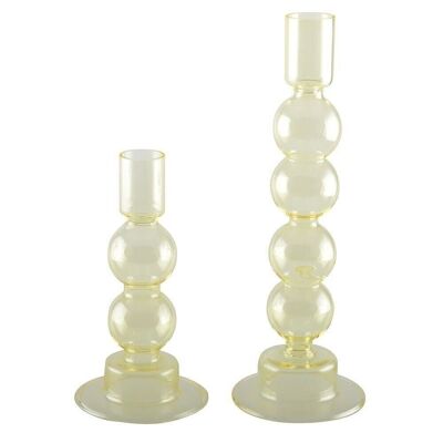 YELLOW BUBBLE CANDLEHOLDERS - SET OF 2