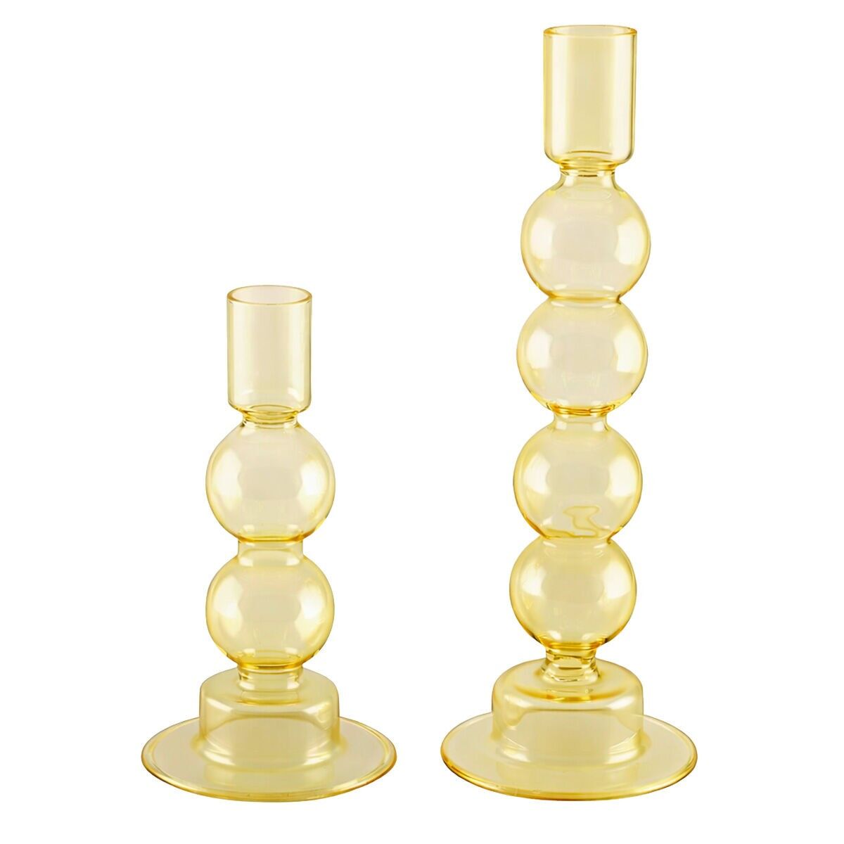 YELLOW BUBBLE CANDLEHOLDERS - SET OF 2