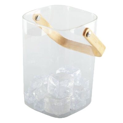 ICE BUCKET WITH WOODEN HANDLE 11.5X11X15.5CM