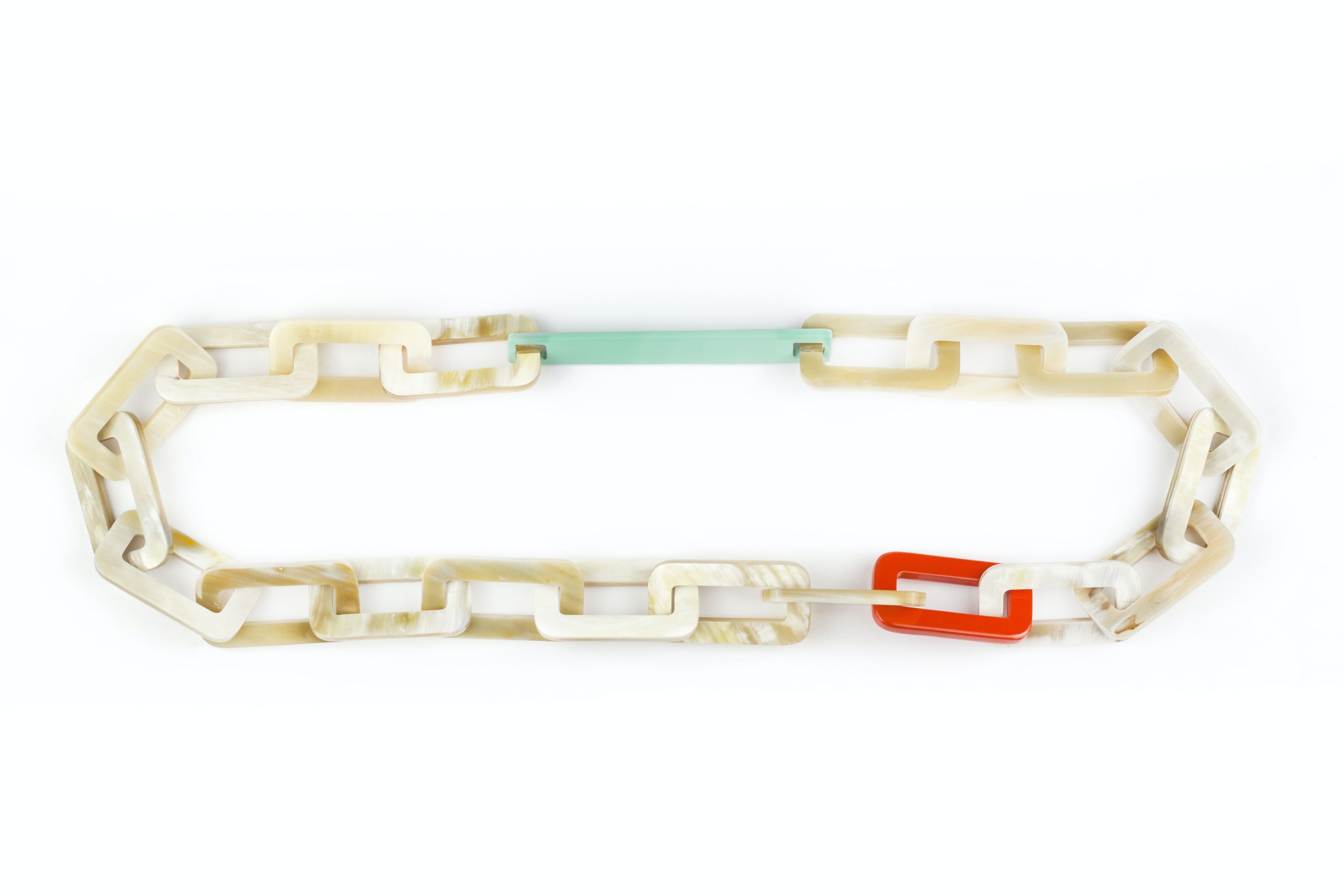 Sautoir Tige orange et menthe