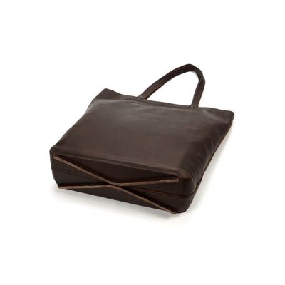 Borsa "Tote" in pelle - Marrone cioccolato